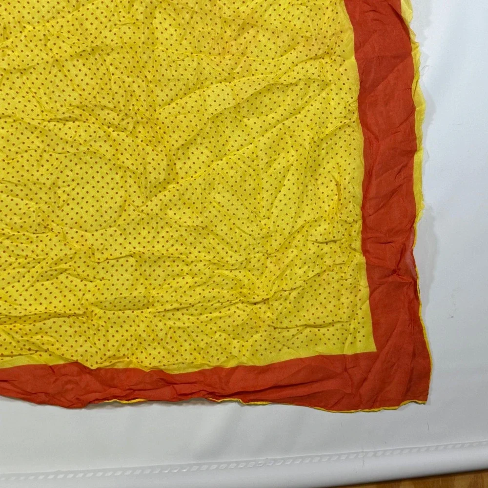 VTG Polka‎ Dot Scarf Womens Yellow & Red Retro Rockabilly Pinup Mod Neckerchief